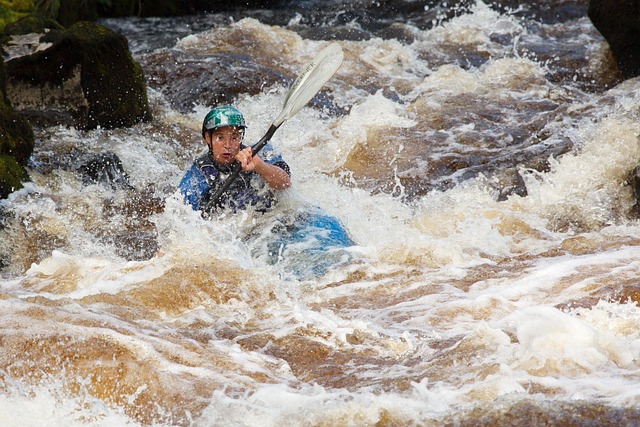 action, active, boat, danger, excitement, kayak, kayaking, man, nature, paddle, people, rapid, rapids, river, rough, splash, sport, water, wave, whitewater